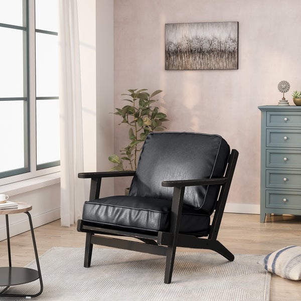 PU Leather Armchair with Removable Cushion