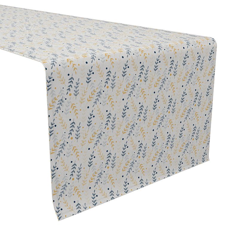 Table Runner， 100% Cotton， 16x72， Blue and Yellow Branches