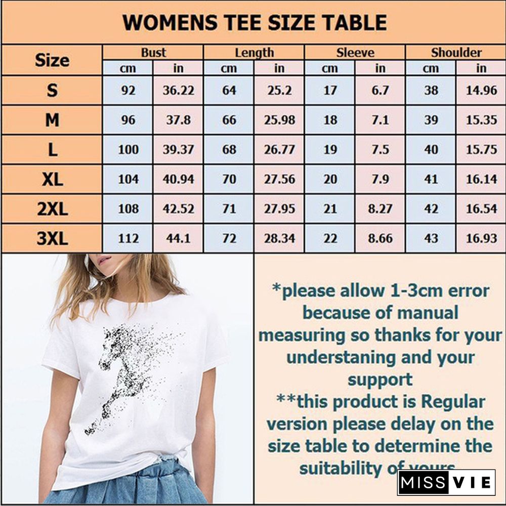 Cute Horse Print T Shirts for Women Summer Short Sleeved Tees Top Women's Round Neck Graphic Tshirts Casual Wear; Loose Fit Tees Woman Blouse Vestidos Mujer