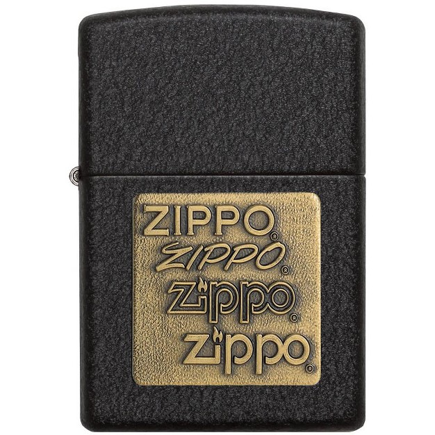 Zippo Black Crackle Gold Logo Design Windproof Lighter