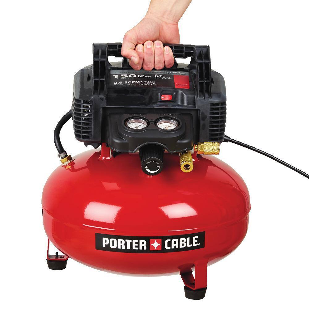 Porter-Cable 6 gal. 150 PSI Portable Electric Air Compressor 18-Gauge Brad Nailer and 21-Degree 3-12 in. Full Round Framing Nailer PCFP12236FR350B