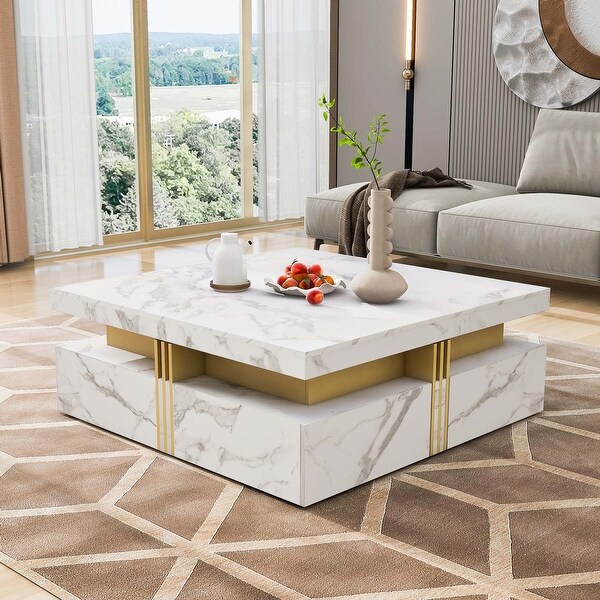 White Square Storage Coffee Table