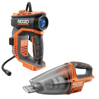 RIDGID 18V Cordless Portable Inflator with Cordless Hand Vacuum (Tools Only) R87044-R8609021B