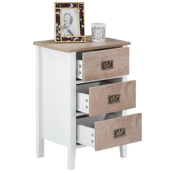 Modern 3-Drawer Wood Nightstands Set of 2 - - 36041255