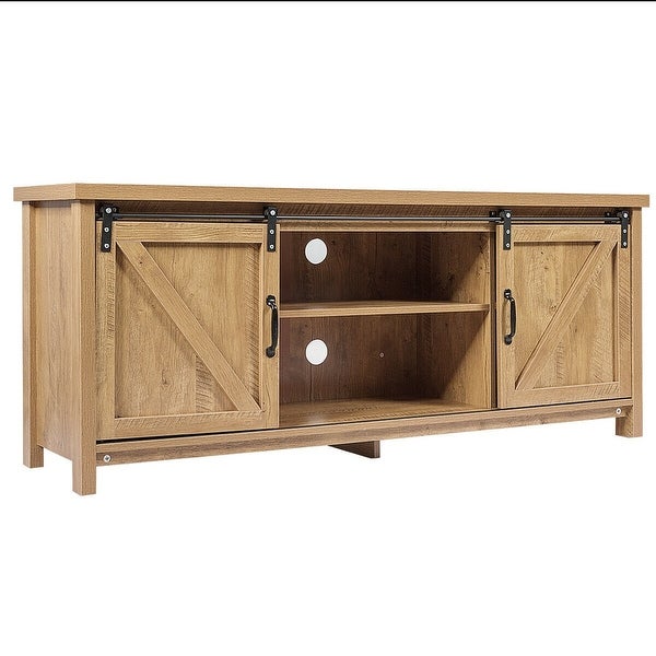 TV Stand with Cabinet Sliding Barn Door - 58