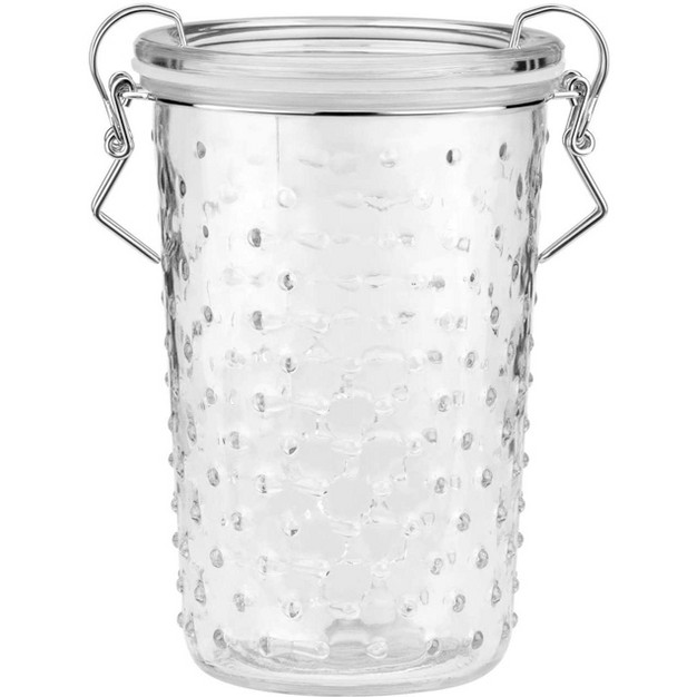 Amici Home Gemma Hobnail Glass Clamp Storage Jar canister Clear