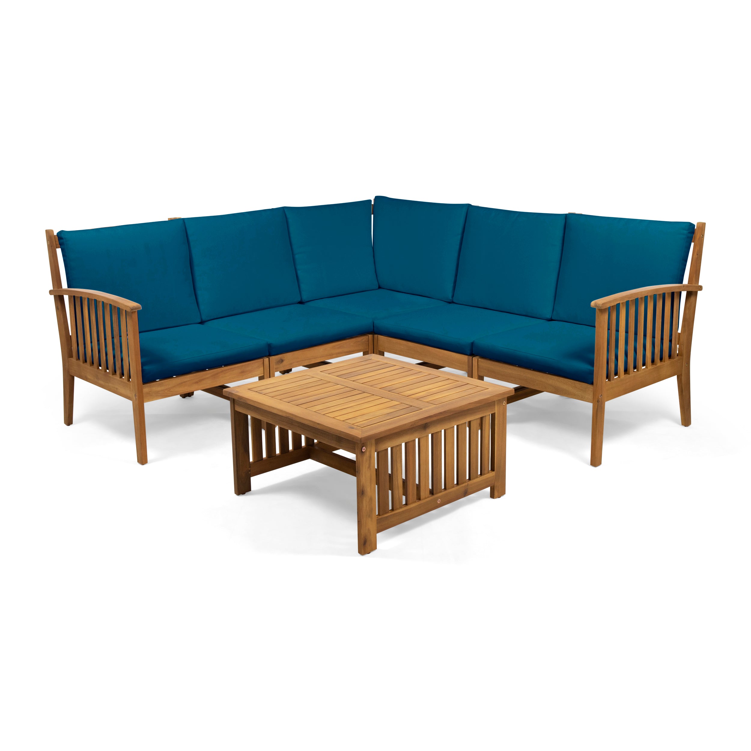 Maud Outdoor 5 Seater Acacia Wood Sofa Sectional Set