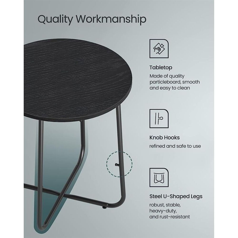 Modern Nightstand  Small Round Side End Table with Fabric Basket