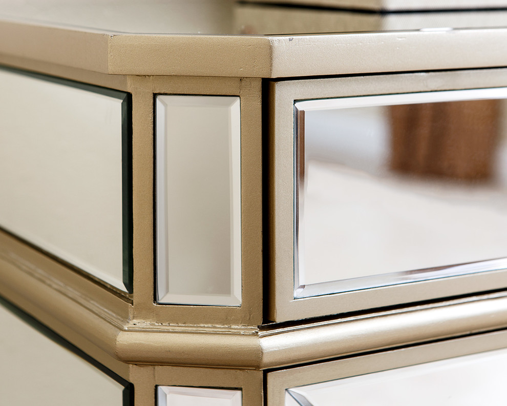 Alexis Gold Trim Mirrored Console Cabinet   Transitional   Console Tables   by Abbyson Living  Houzz