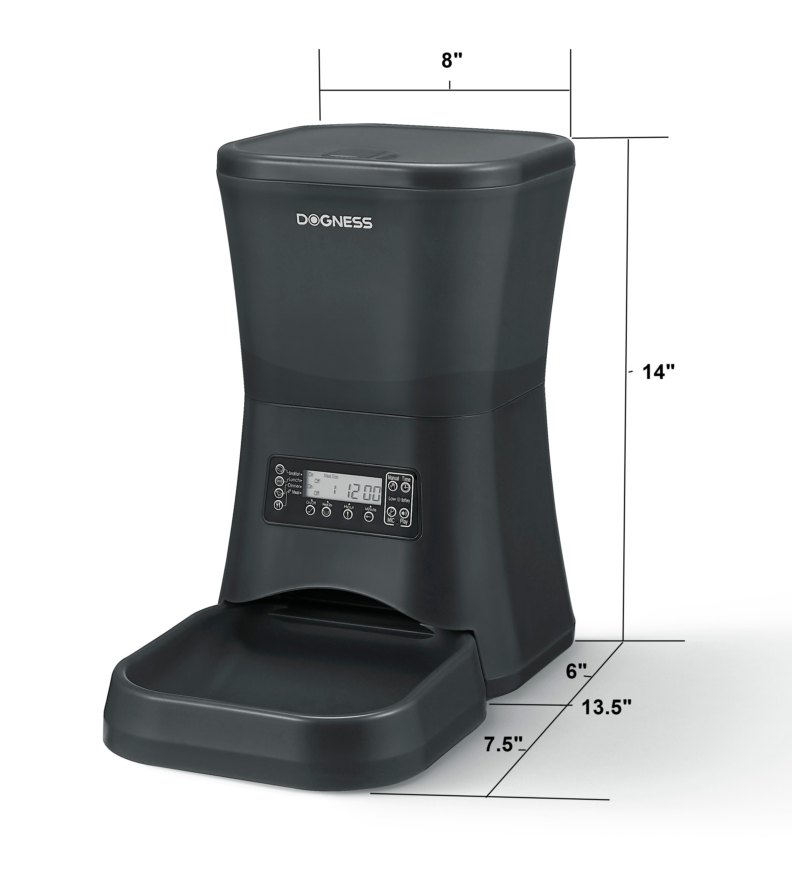 Dogness Everyday Automactic Programmable Pet Feeder， 7 Liter Capacity-Black