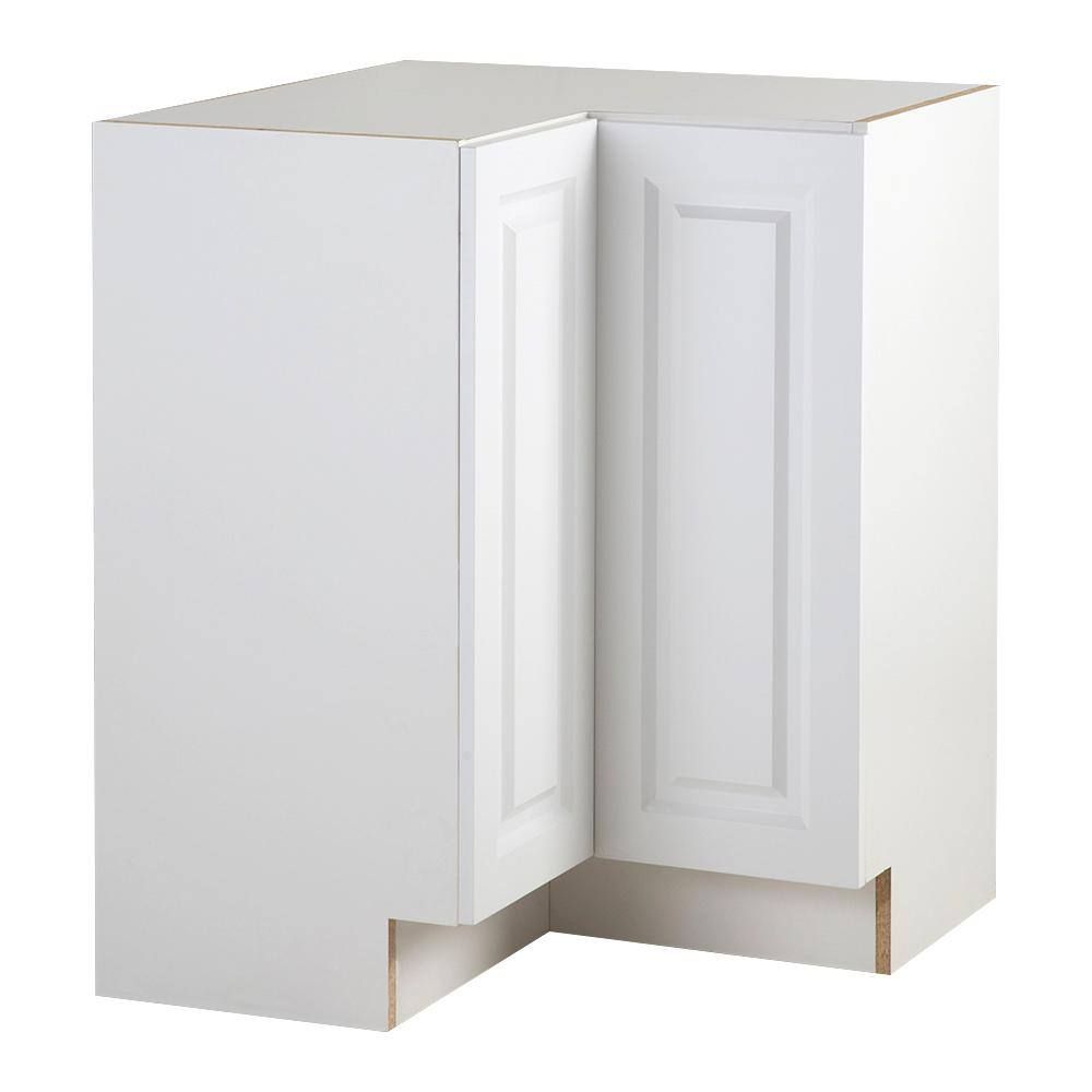 Hampton Bay Benton Assembled 27.6 in. x 27.6 in. x 34.5 in. Lazy Susan Corner Base Cabinet in White BT2835C-WH