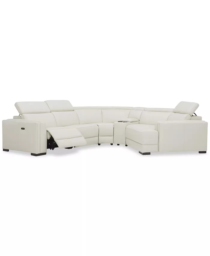 Furniture Jenneth 5-Pc. Leather Sofa with 1 Power Motion Recliner and Cuddler