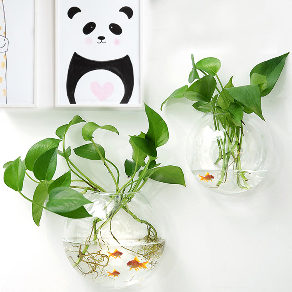 Wall Hanging Fish Tank Round Wall Mounted Hanging Fish Aquarium Plant Vase Home Decoration Pot