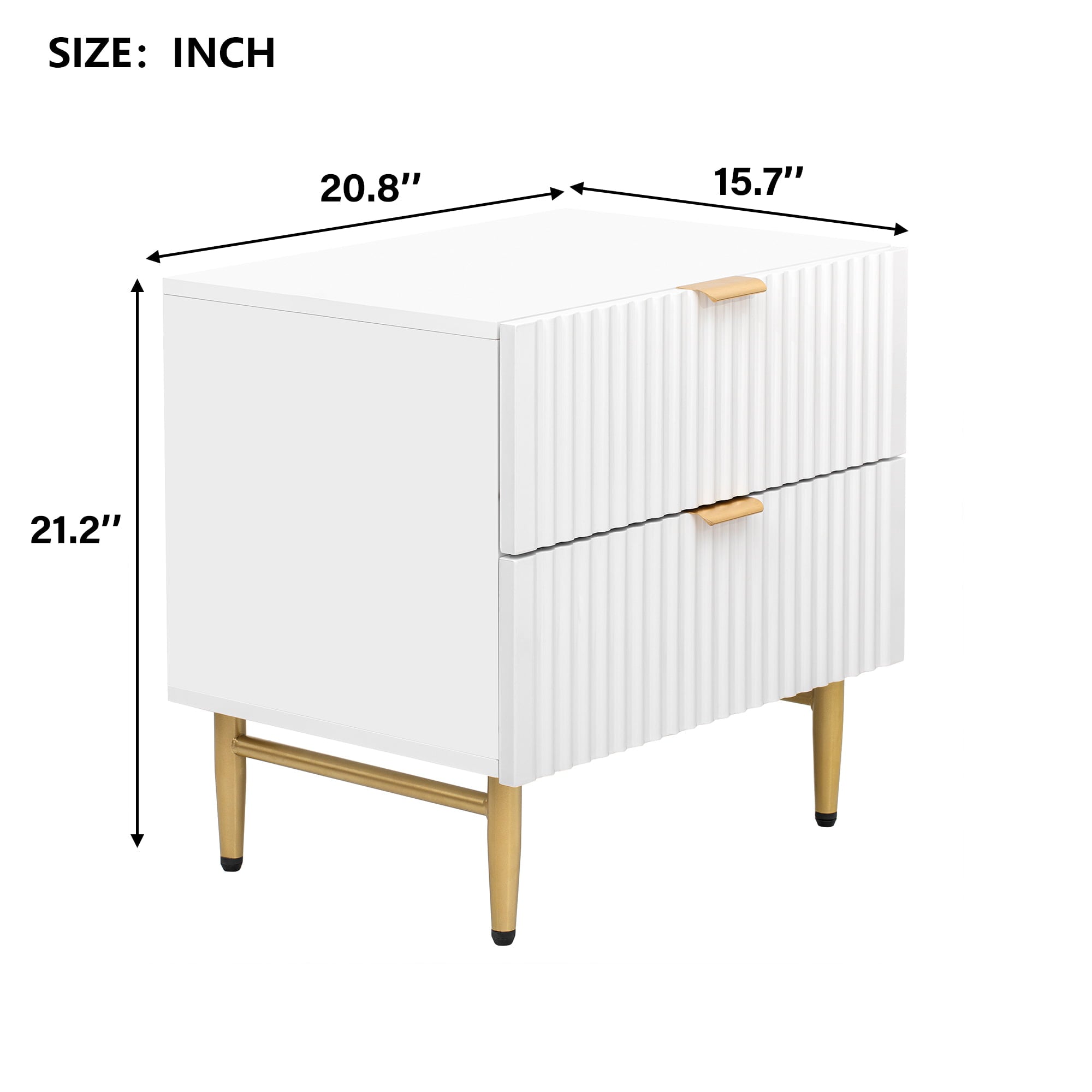 Canddidliike Modern White Nightstand with 2 Drawers for Bedroom, Storage Bedside Table with Wood Leg