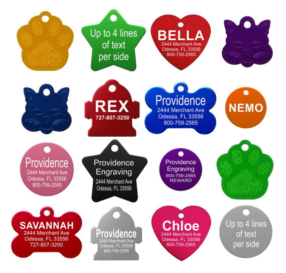 Pet ID Tags - Up to 8 Lines of Custom Engraving - Star - ORANGE