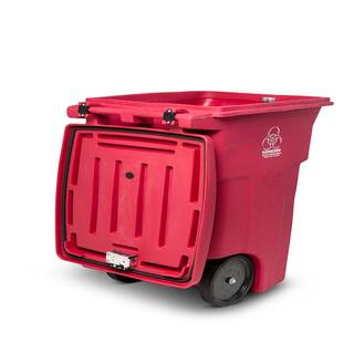 Toter 64 Gal. Red Hazardous Waste Trash Can with Wheels and Lid Lock RMN64-01RED