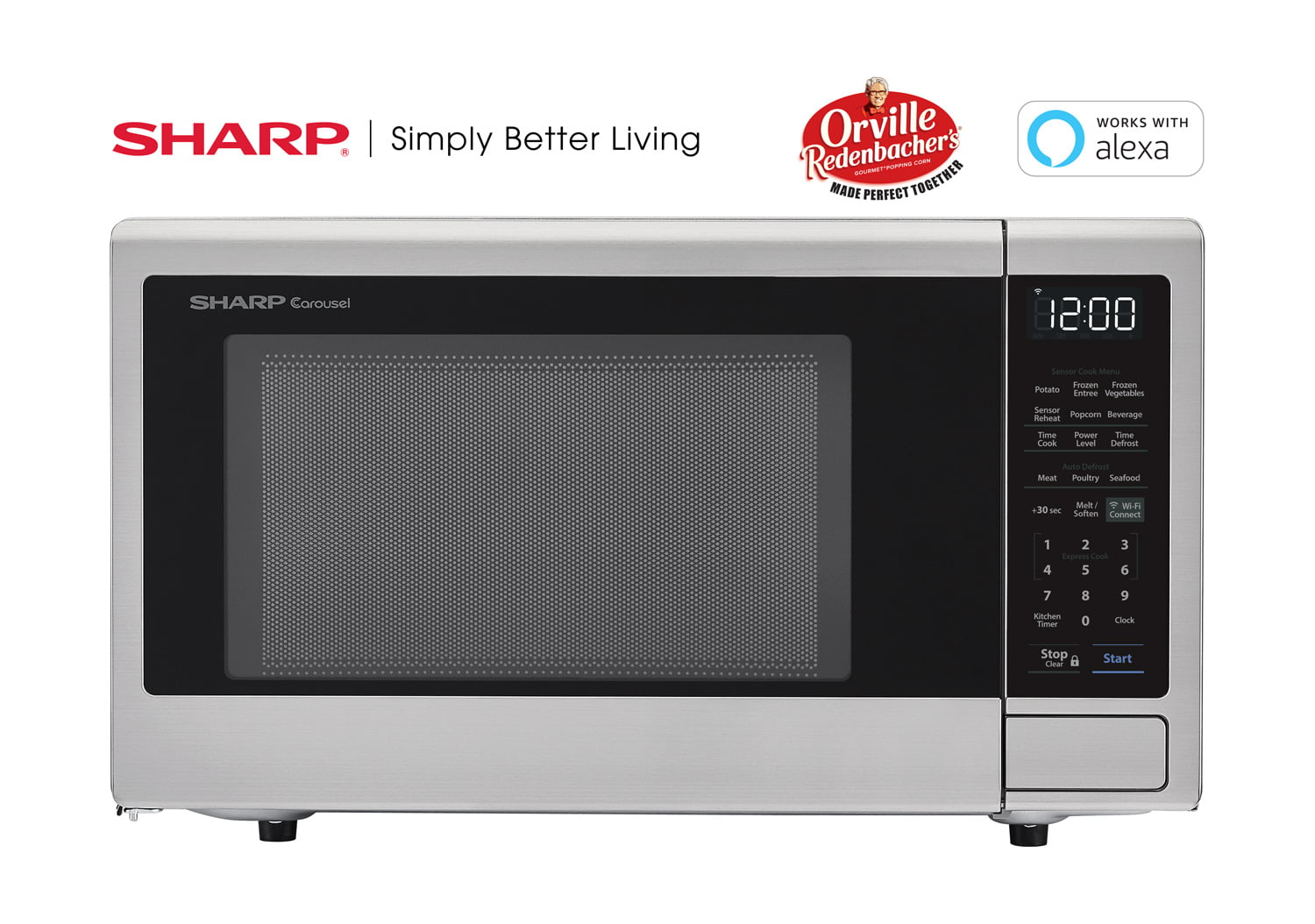 Sharp 1.4-Cu. Ft. Countertop Microwave with Alexa-Enabled Controls, Stainless Steel