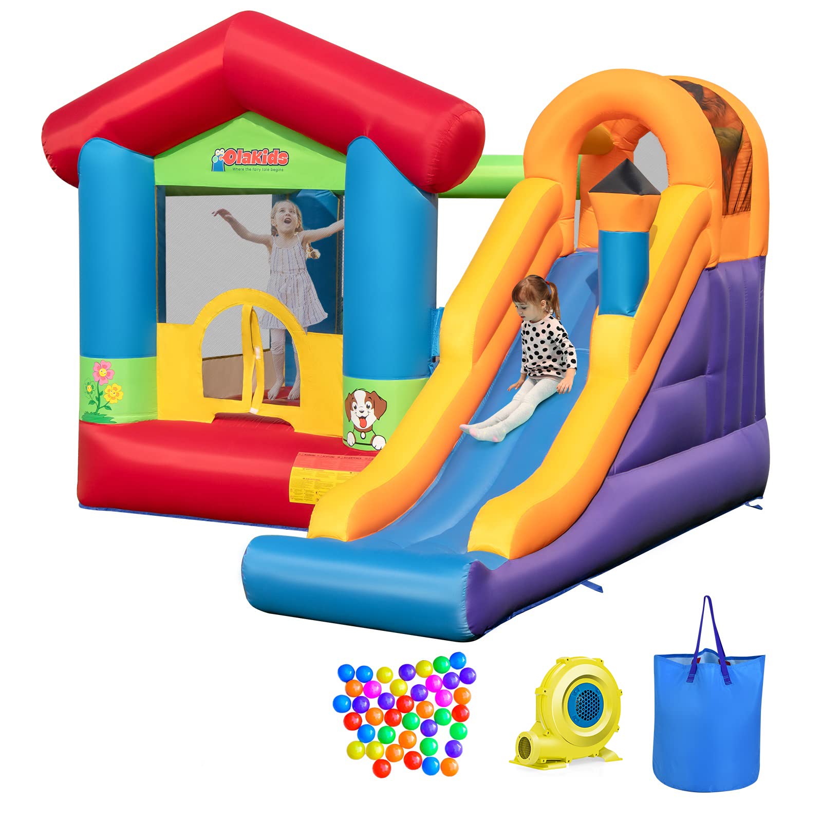 BOUNTECH Inflatable Bounce House, Kids Bouncer with Large Jumping Area (Without Blower)