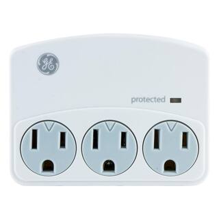 GE 3-Outlet Surge Protector Wall Tap White 35122