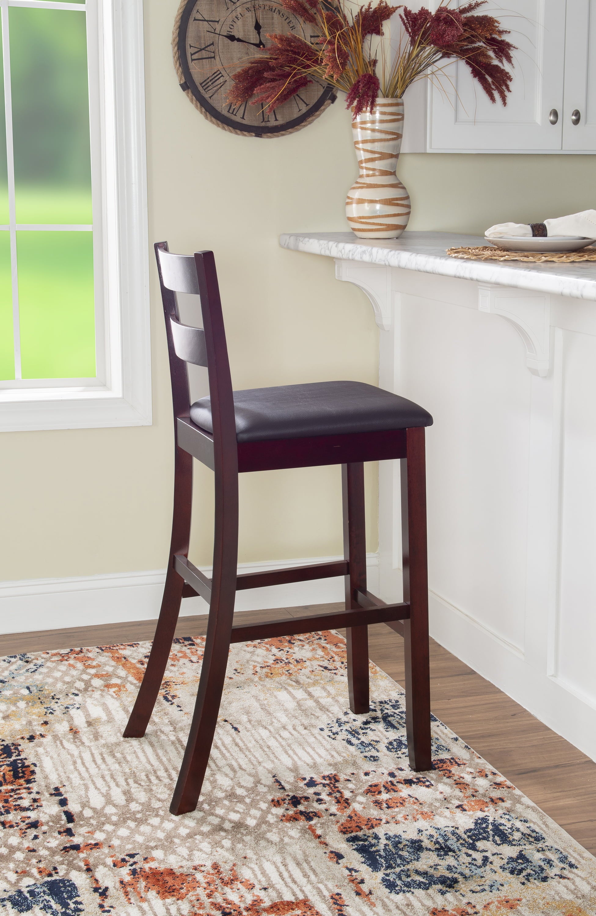 Linon Triena Bar Stool， Dark Brown