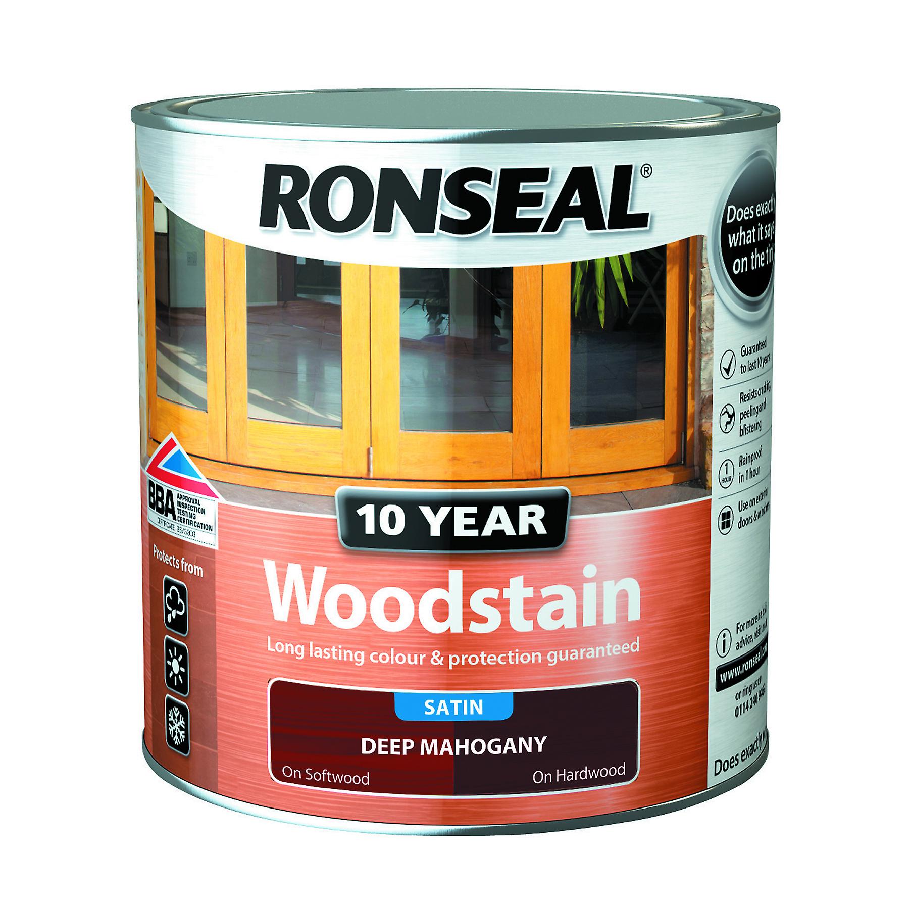 Ronseal 10 Year Woodstain Satin Natural 2.5L Deep Mahogany