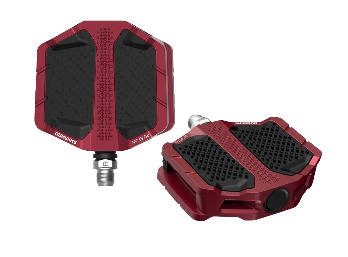 Shimano EF205 E-Bike Flat Pedals - Red