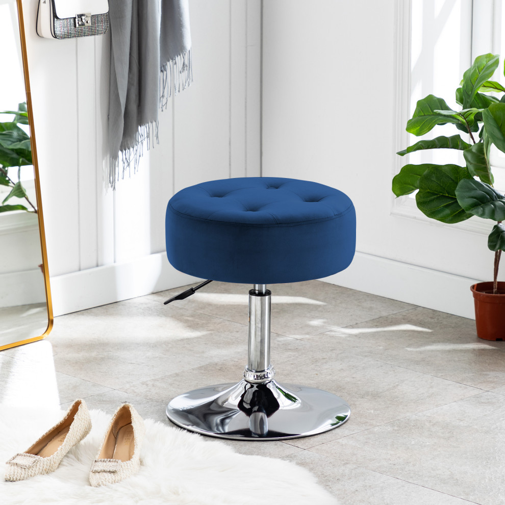 Round Swivel Velvet Vanity Stool   Contemporary   Vanity Stools And Benches   by Duhome inc  Houzz