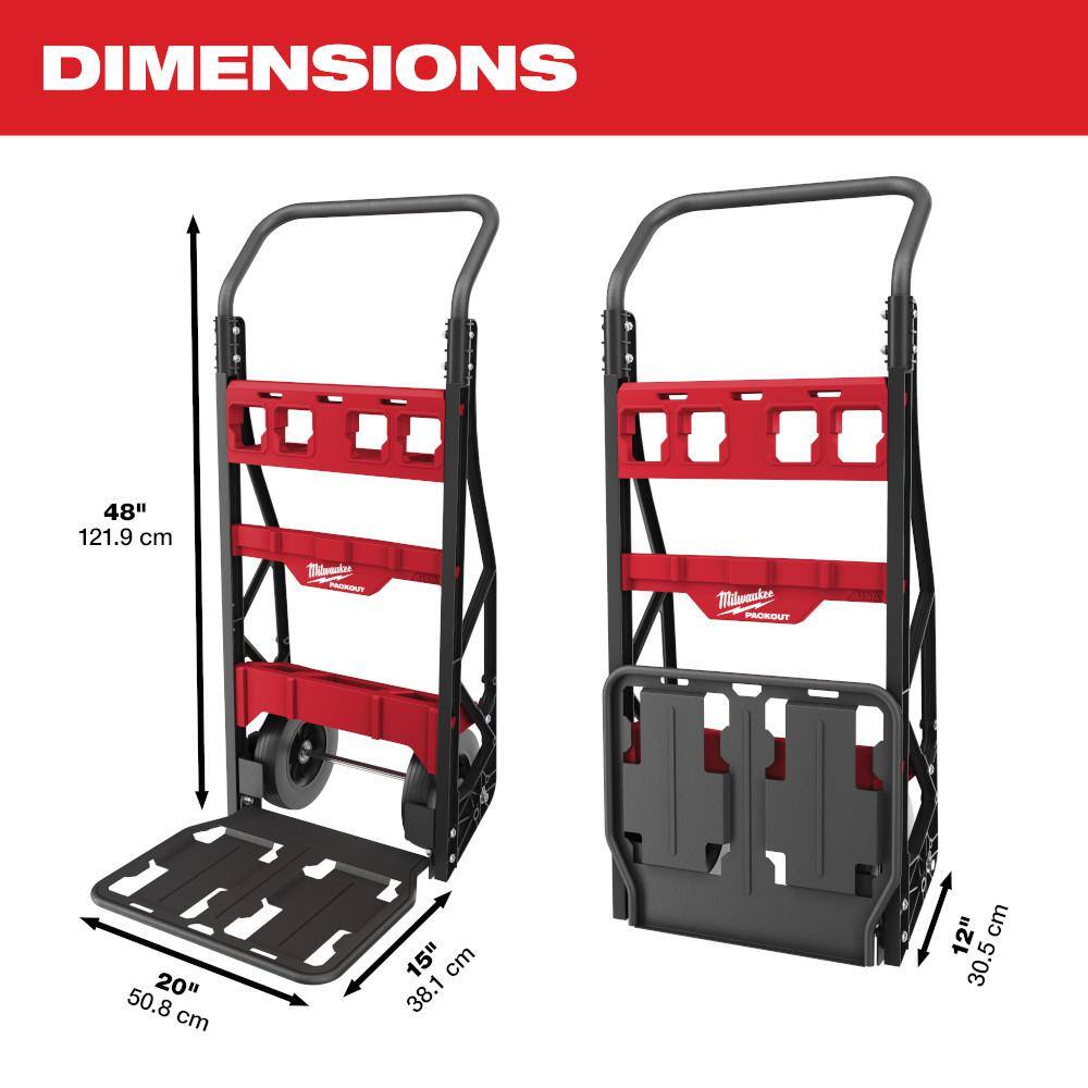 MW PACKOUT 20 in. 2-Wheel Utility Cart with (3) PACKOUT Tool Storage Crates 48-22-8415-48-22-8440x3