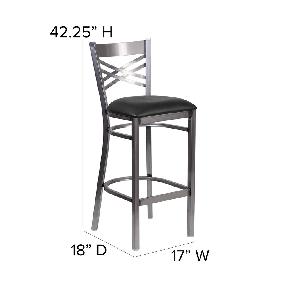 X Back Metal Restaurant Barstool   Vinyl Seat   17\