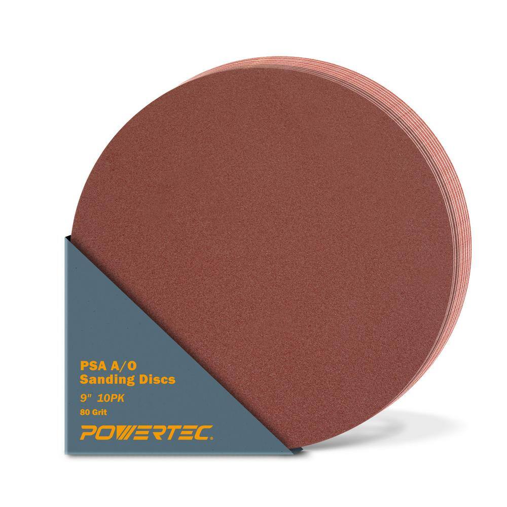 POWERTEC 9 in. 80 Grit PSA Aluminum Oxide Sanding DiscSelf Stick (10-Pack) 110580