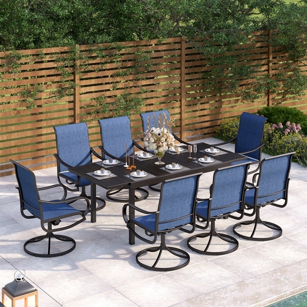 MAISON ARTS 7/9Piece Patio Dining Furniture Set with Dining Swivel Chairs and 1 Expandable Outdoor Dining Rectangle Table