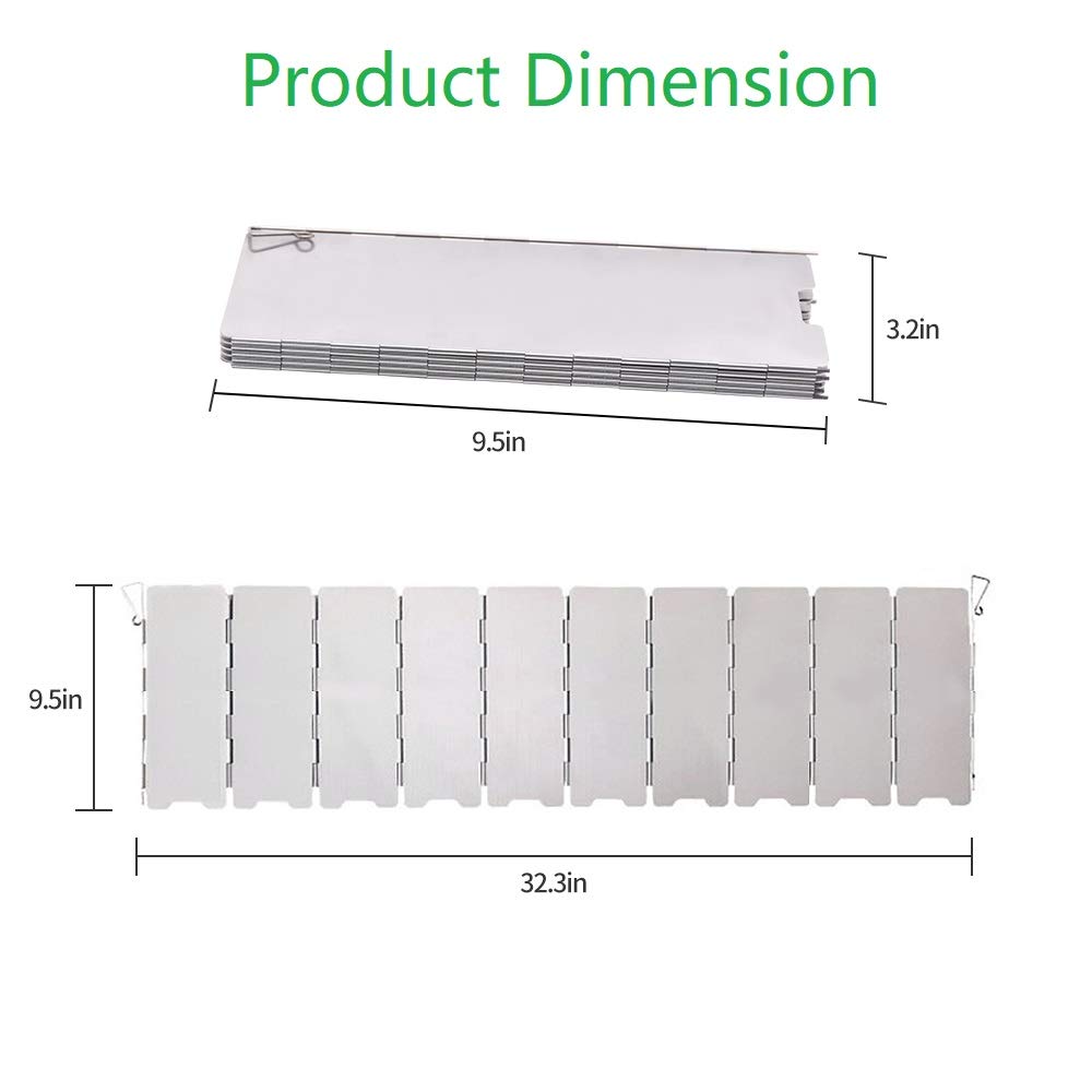 Stove Windscreen, 10 Plates Stove Windshield, Folding Aluminum Camping Burner Windshield, Lightweight Compact Folding Camp Stove Windscreen with Drawstring Bag, for Camping Stoves and Butane Stoves