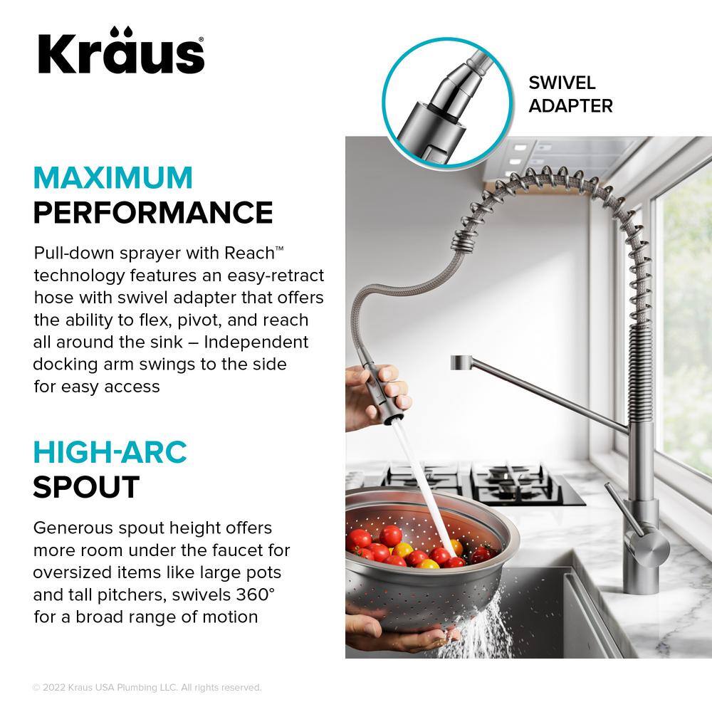 KRAUS Oletto Touchless Sensor Commercial Pull-Down Single Handle Kitchen Faucet in Matte Black KSF-2631MB