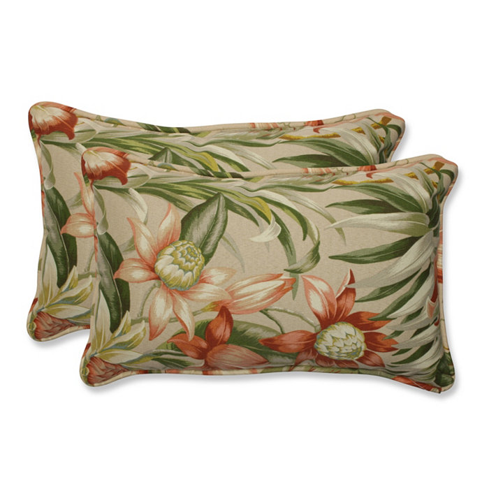 Pillow Perfect Botanical Glow Tiger Stripe Rectangular Throw Pillow， Set of 2