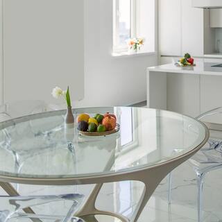 Fab Glass and Mirror 40 in. Clear Round Glass Table Top 12 in. Thickness Tempered Beveled Edge Polished 40RT12THBEAN