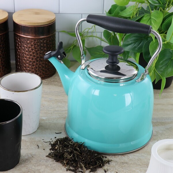 2.2 Quart Stainless Steel Tea Kettle in Blue