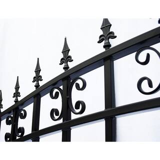 ALEKO St. Louis Style 12 ft. x 6 ft. Black Steel Single Swing Driveway Fence Gate DG12STPSSW-HD