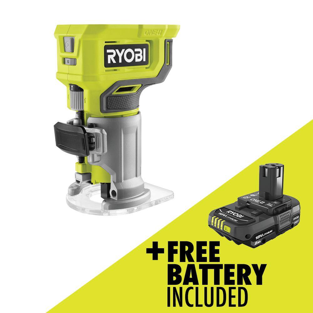 RYOBI ONE+ 18V Cordless Compact Fixed Base Router with FREE 2.0 Ah Battery PCL424B-PBP006