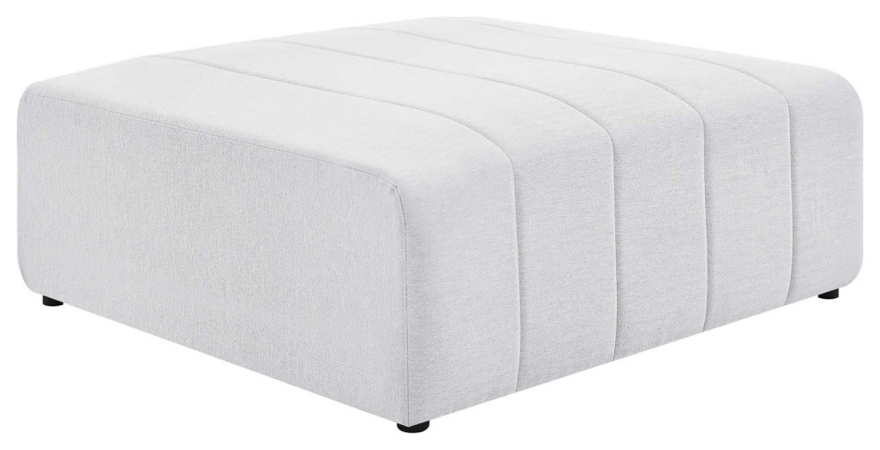 Modern Square Ottoman  Comfortable Padded Seat With Channeled Tufting  Ivory   Transitional   Footstools And Ottomans   by Decor Love  Houzz