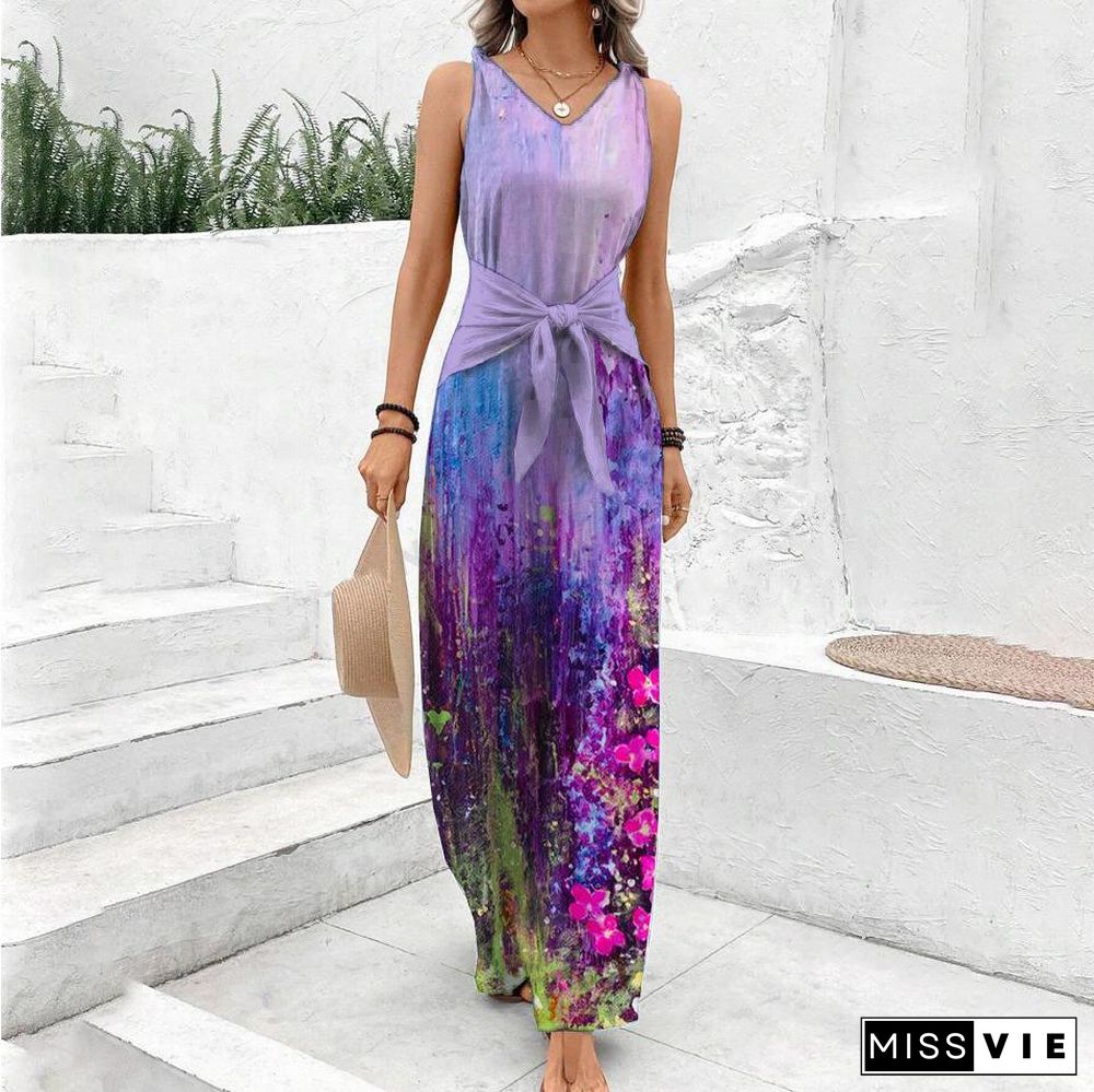 Chic Purple V-Neck Sleeveless Jumpsuit