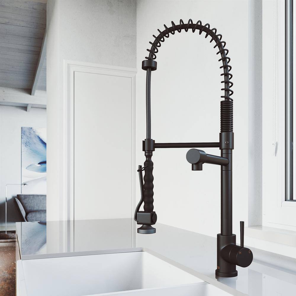 VIGO Zurich Single Handle Pull-Down Sprayer Kitchen Faucet in Matte Black VG02007MB