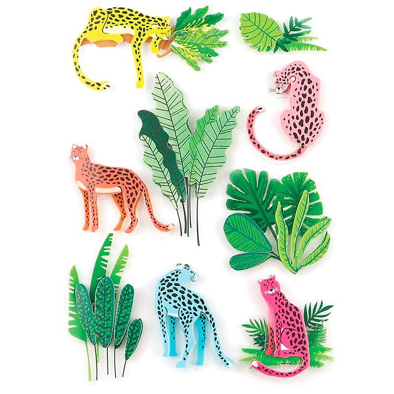 9 3D panther and jungle stickers 5 cm