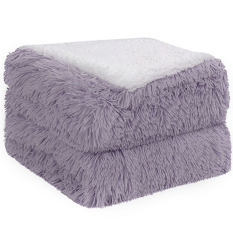 Faux Fur Blanket Soft Warm Reversible Shaggy Sherpa Throw 50x60