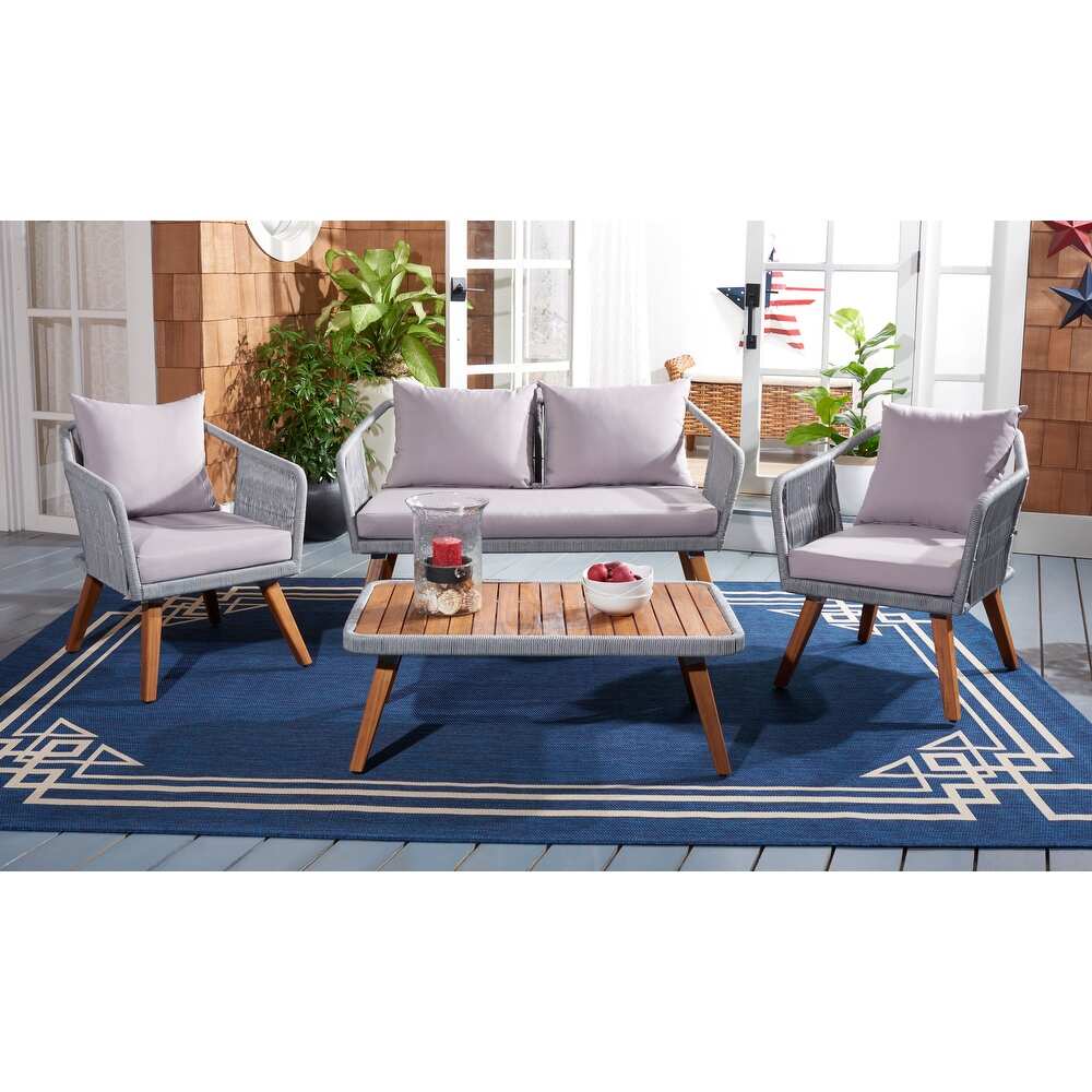 SAFAVIEH Outdoor Raldin Grey Rope 4 Piece Patio Set