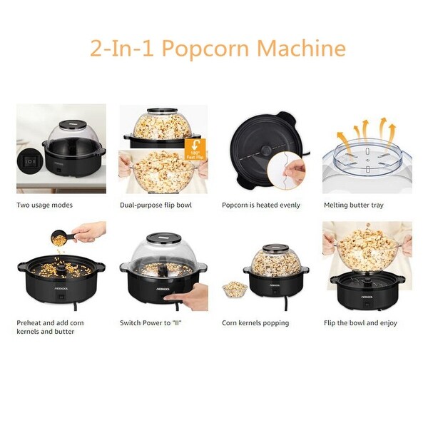 4-Quart Automatic Stirring Popcorn Maker Popper with Nonstick Plate