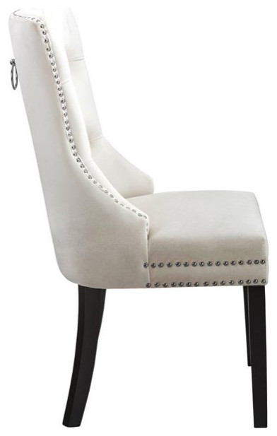 Set of 2 Dining Chair  Plush Velvet Seat  ampButton Tufted Hourglass Back  Cream   Transitional   Dining Chairs   by Decor Love  Houzz