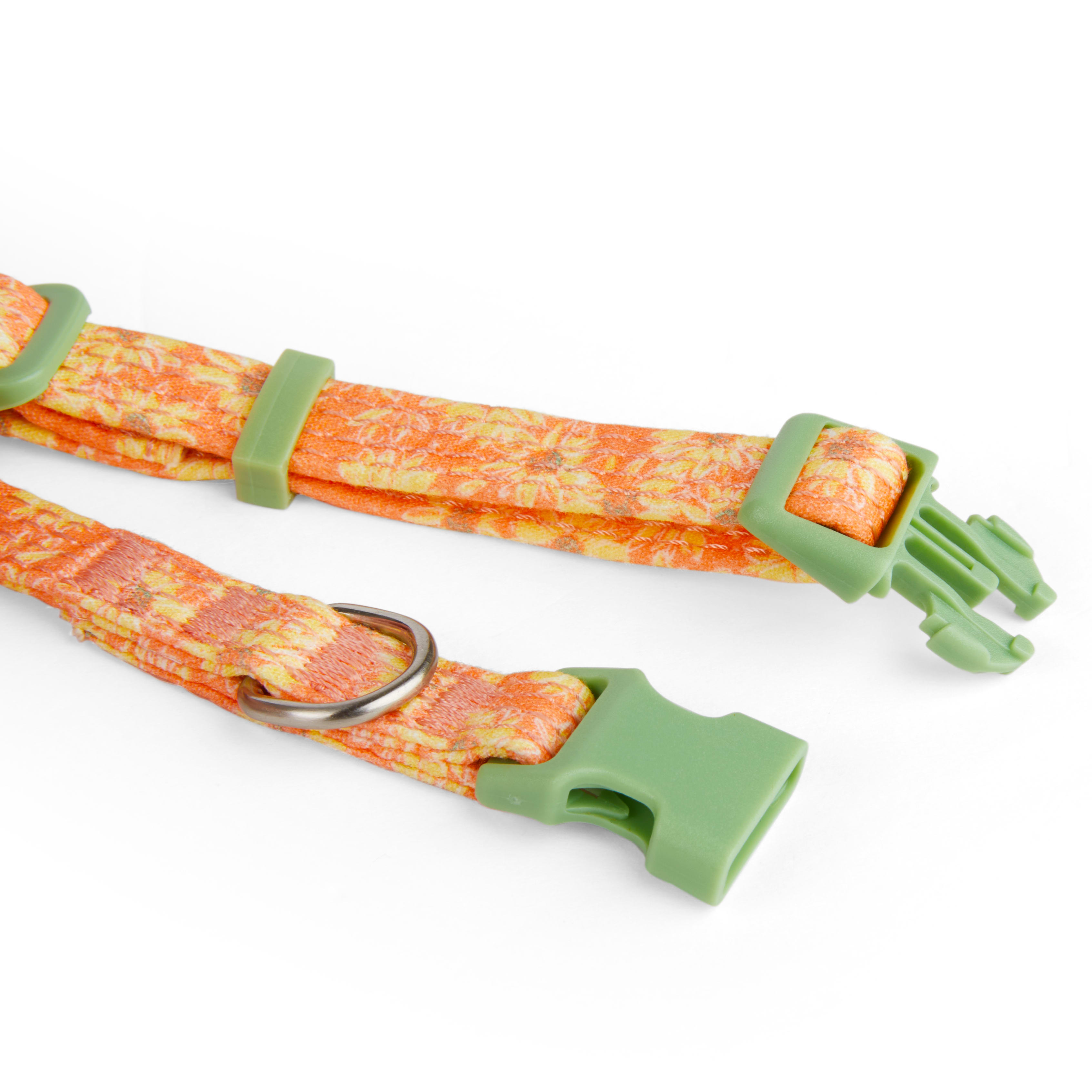 YOULY Orange Floral Small Dog Collar， XX-Small/X-Small