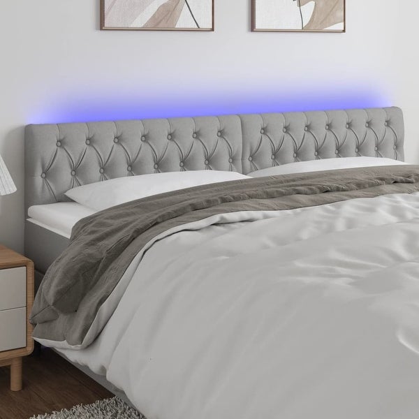 vidaXL LED Headboard Dark/Light Gray Fabric - - 37421103