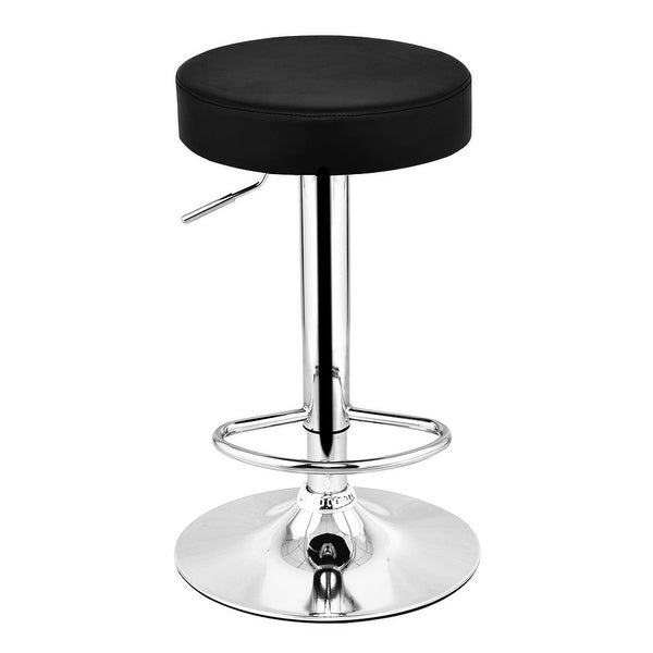 Costway Adjustable Hydraulic Swivel Round Leather Seat Bar Stool Black - Single