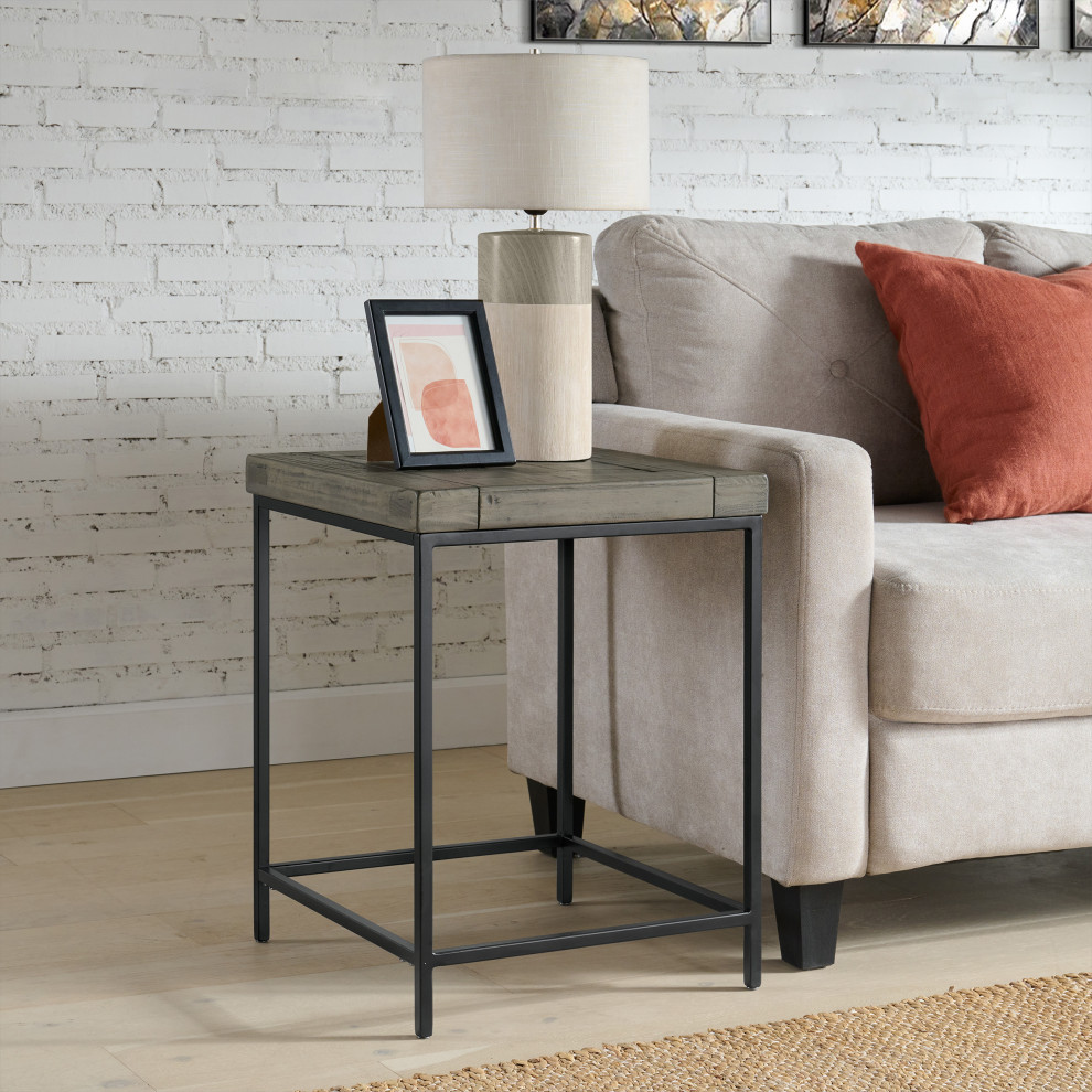 End Table   Industrial Modern Side Table with Wood Top and Metal Frame   Industrial   Side Tables And End Tables   by Trademark Global  Houzz